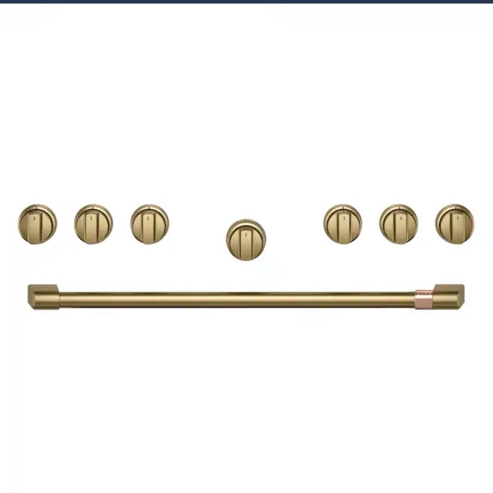Brushed Gold Kitchen Cabinet Rail and Knob Set - 7-Piece